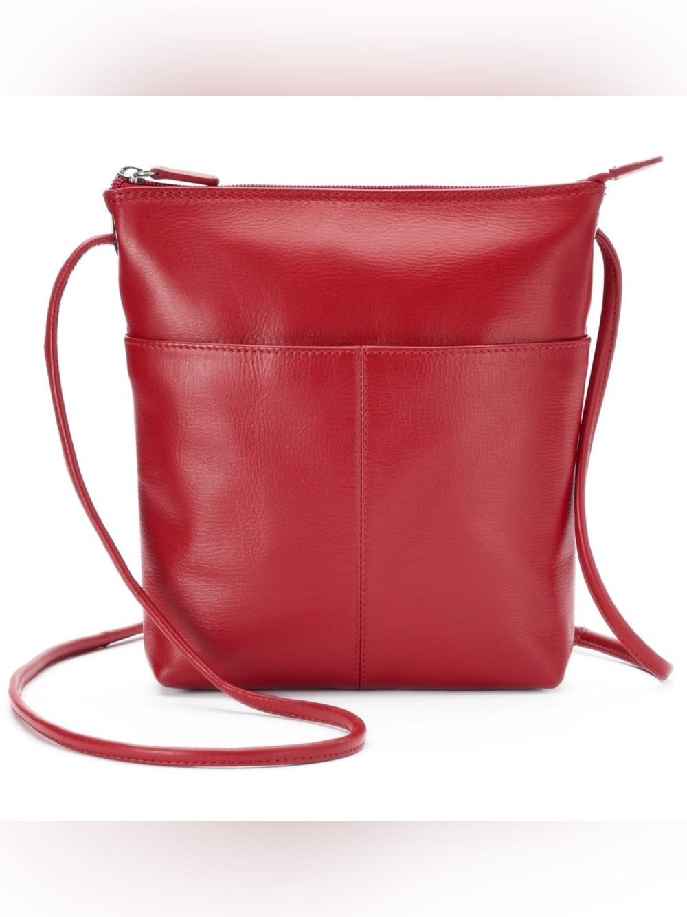 ili New York Red Leather Crossbody with Front Pockets